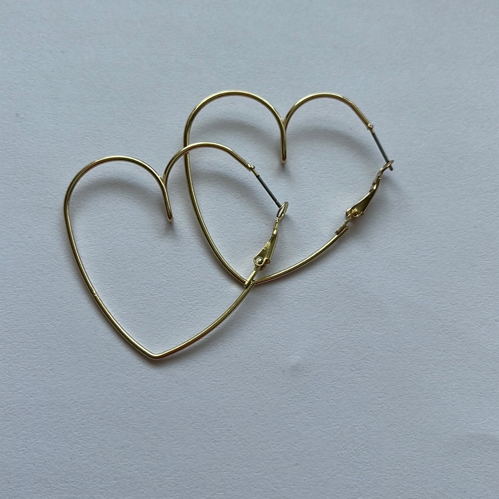 Gold Heart shaped hoop earrings